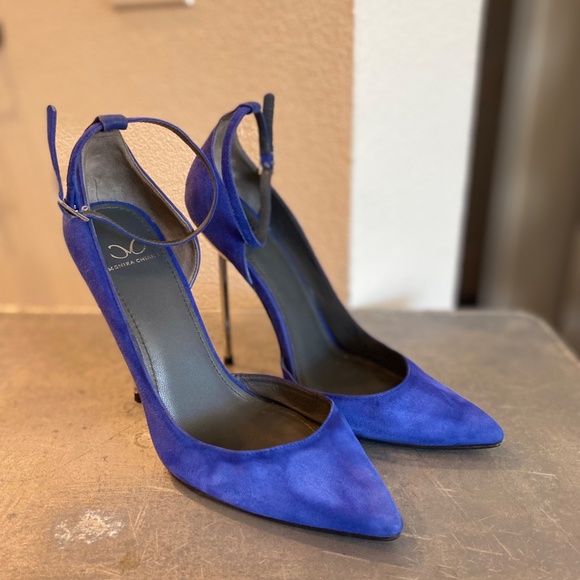 Monika Chiang Blue Suede Ankle Strap D’Orsay Pump - Picture 7 of 15